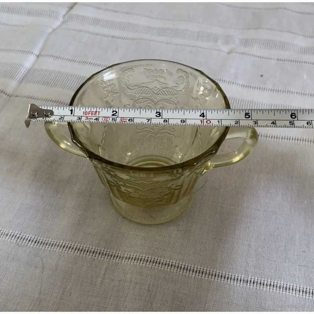 VTG Federal Madrid Amber Depression 4 pc Set Platter Serving Bowl‎ Creamer Sugar